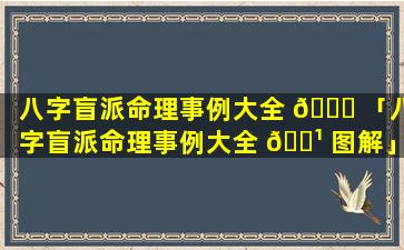 八字盲派命理事例大全 🍀 「八字盲派命理事例大全 🌹 图解」